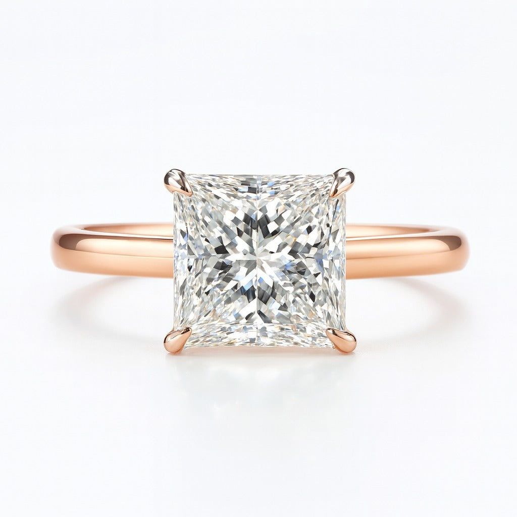 3 Carat Lab-Grown Solitaire Engagement Ring in 18k White Gold – Princess Cut Diamond