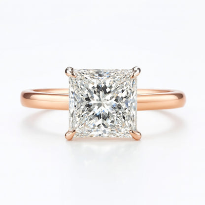 3 Carat Lab-Grown Solitaire Engagement Ring in 18k White Gold – Princess Cut Diamond