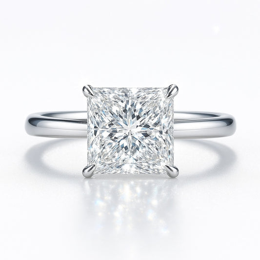 3 Carat Lab-Grown Solitaire Engagement Ring in 18k White Gold – Princess Cut Diamond