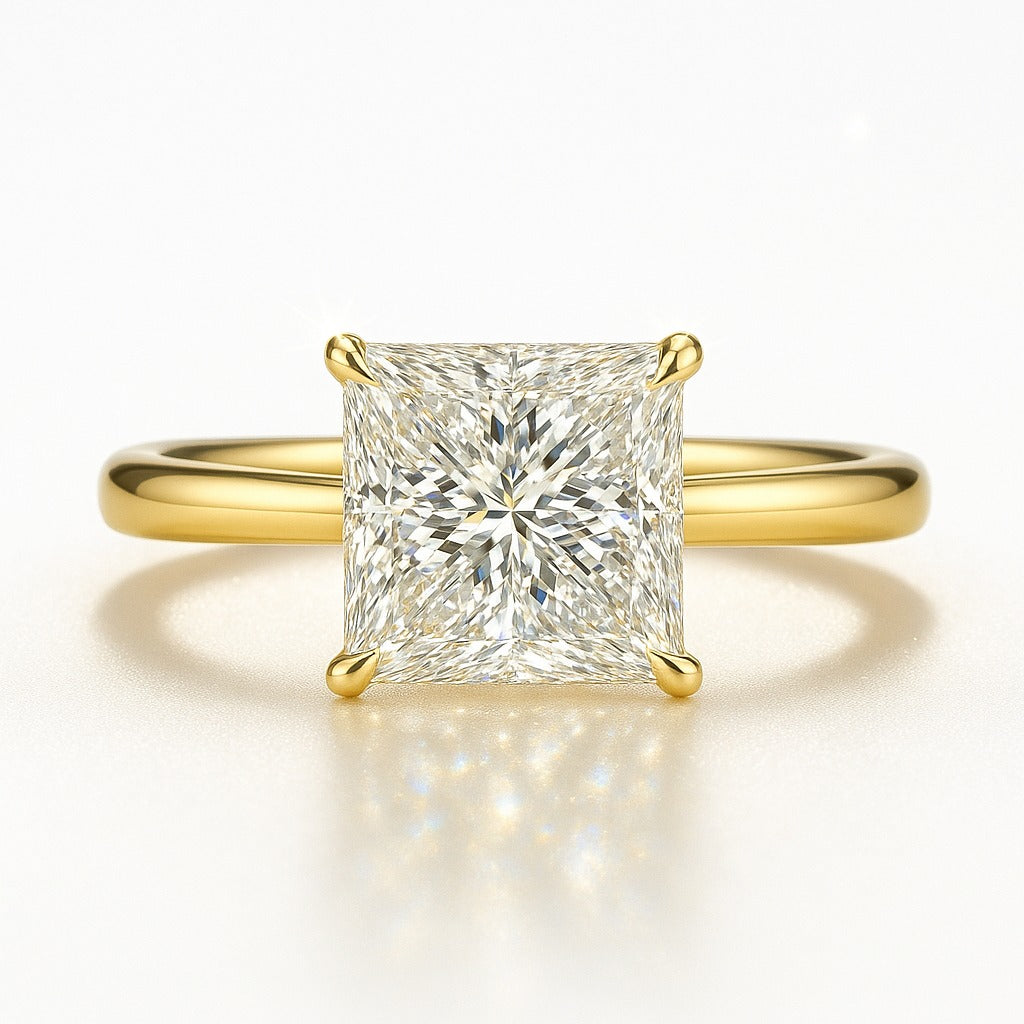 3 Carat Lab-Grown Solitaire Engagement Ring in 18k White Gold – Princess Cut Diamond