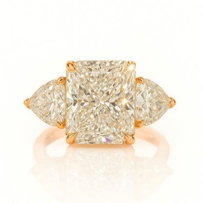 3 Carat Lab-Grown Trilogy Engagement Ring 18k Yellow Gold – Radiant Diamond