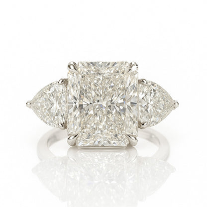 3 Carat Lab-Grown Trilogy Engagement Ring 18k Yellow Gold – Radiant Diamond