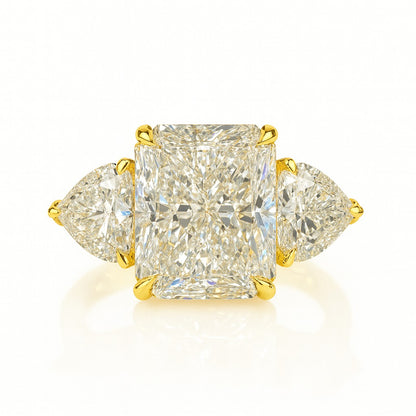 3 Carat Lab-Grown Trilogy Engagement Ring 18k Yellow Gold – Radiant Diamond