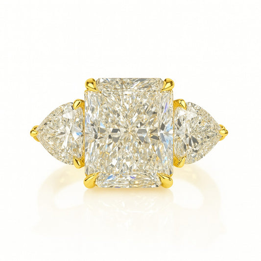 3 Carat Lab-Grown Trilogy Engagement Ring 18k Yellow Gold – Radiant Diamond