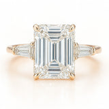 3 Carat Lab-Grown Trilogy Engagement Ring – Emerald Cut Diamond - 18k White Gold
