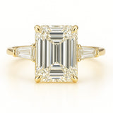 3 Carat Lab-Grown Trilogy Engagement Ring – Emerald Cut Diamond - 18k White Gold