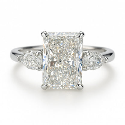 3 Carat Lab-Grown Trilogy Engagement Ring with Radiant Diamond