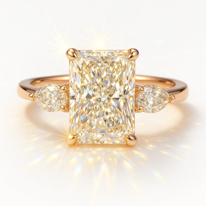 3 Carat Lab-grown Trilogy Engagement Ring – Radiant Diamond