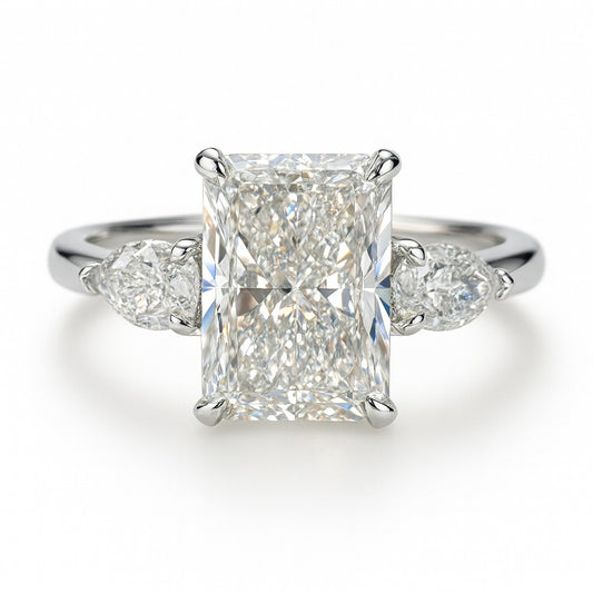 3 Carat Lab-grown Trilogy Engagement Ring – Radiant Diamond