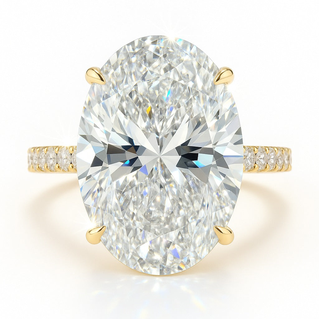 3 Carat Oval Lab-grown Diamond Band Engagement Ring