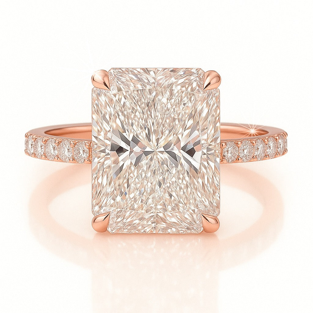 4.5 Carat Lab-Grown Radiant Diamond Band Engagement Ring 18k White Gold