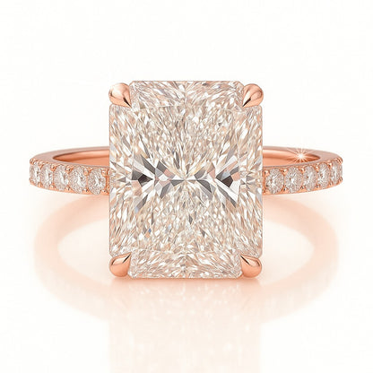 4.5 Carat Lab-Grown Radiant Diamond Band Engagement Ring 18k White Gold