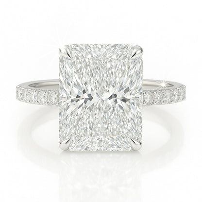 4.5 Carat Lab-Grown Radiant Diamond Band Engagement Ring 18k White Gold