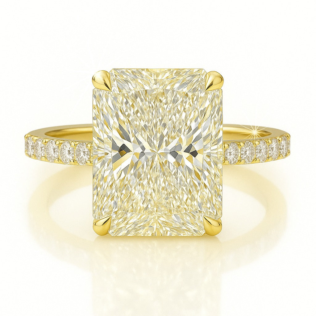 4.5 Carat Lab-Grown Radiant Diamond Band Engagement Ring 18k White Gold