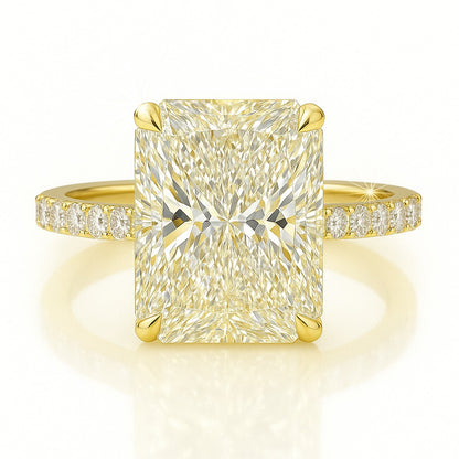 4.5 Carat Lab-Grown Radiant Diamond Band Engagement Ring 18k White Gold