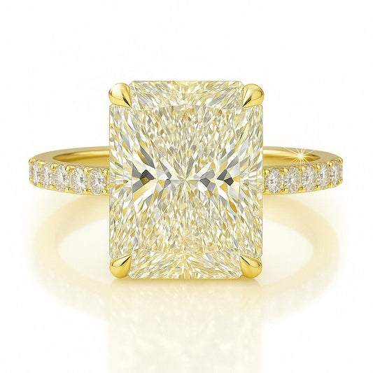 4.5 Carat Lab-Grown Radiant Diamond Band Engagement Ring 18k White Gold