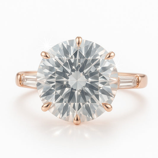 4.5 Carat Lab-Grown Trilogy Engagement Ring – Round Brilliant Diamond
