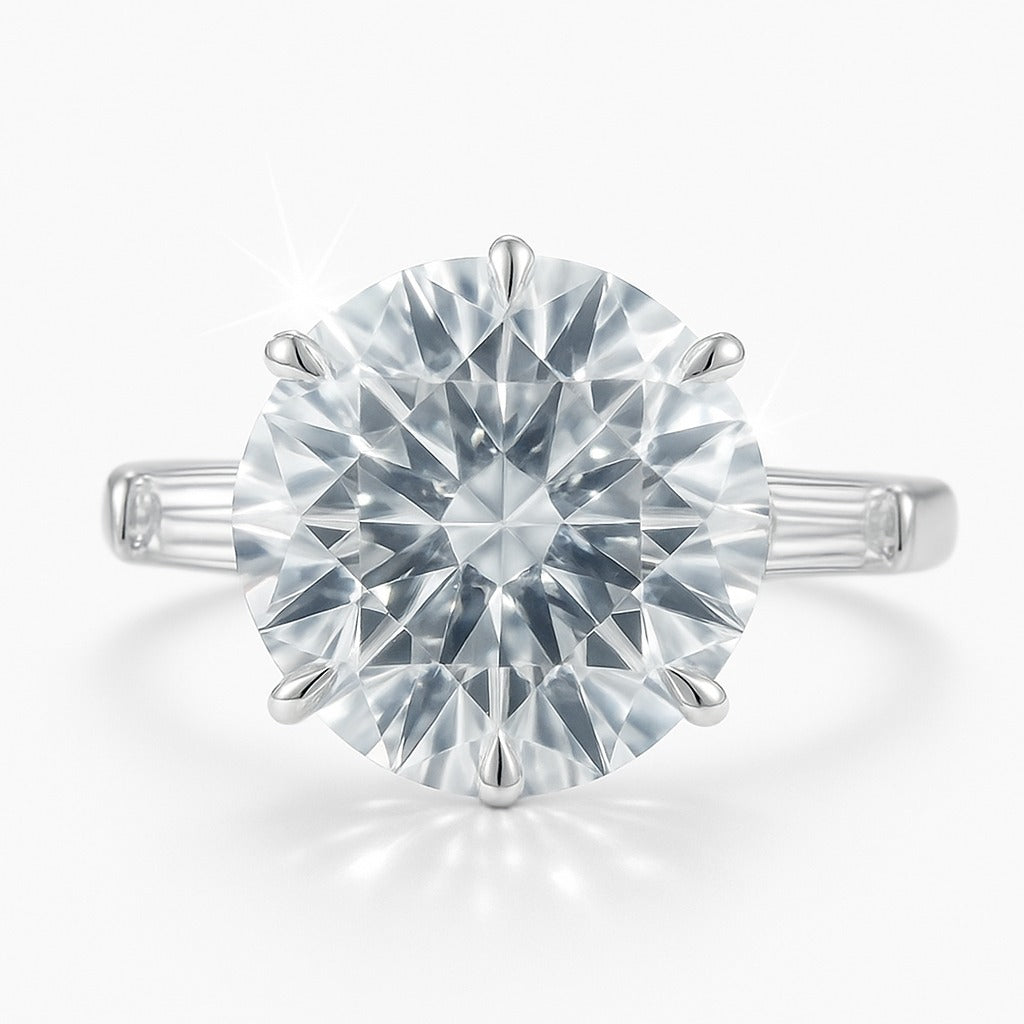 4.5 Carat Lab-Grown Trilogy Engagement Ring – Round Brilliant Diamond