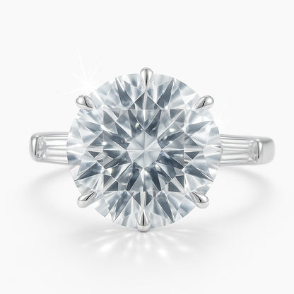 4.5 Carat Lab-Grown Trilogy Engagement Ring – Round Brilliant Diamond