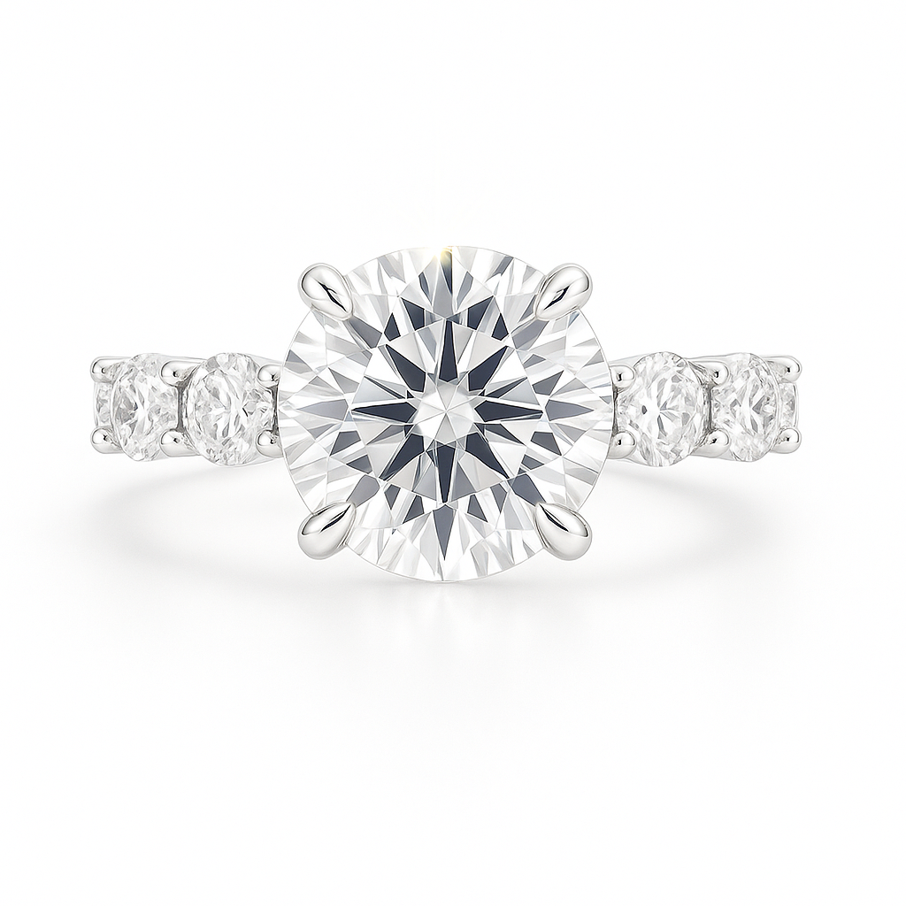 4 Carat Lab-Grown Diamond Band Engagement Ring – Round Brilliant Cut