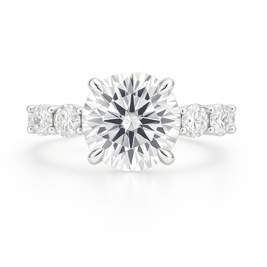 4 Carat Lab-Grown Diamond Band Engagement Ring – Round Brilliant Cut