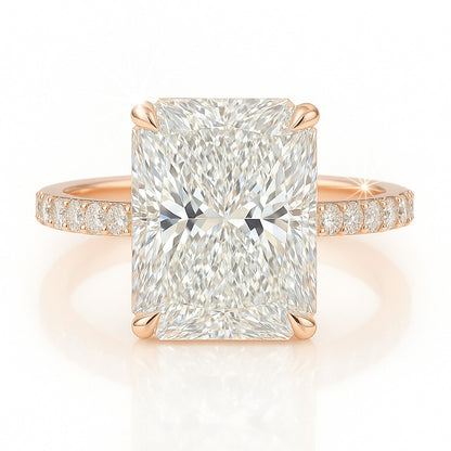 4 Carat Lab-Grown Diamond Band Engagement Ring in 18k White Gold – Radiant Cut