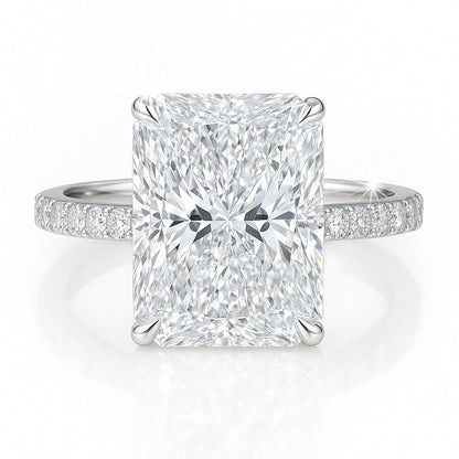 4 Carat Lab-Grown Diamond Band Engagement Ring in 18k White Gold – Radiant Cut