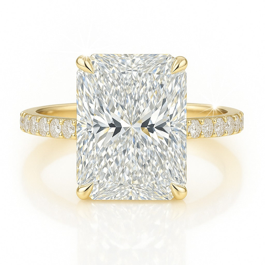 4 Carat Lab-Grown Diamond Band Engagement Ring in 18k White Gold – Radiant Cut
