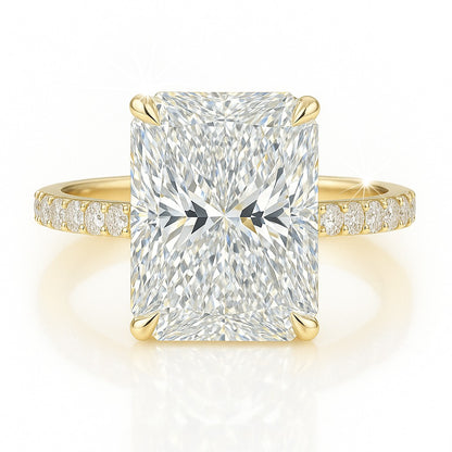 4 Carat Lab-Grown Diamond Band Engagement Ring in 18k White Gold – Radiant Cut