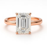 4 Carat Lab-Grown Emerald Cut Diamond Solitaire Engagement Ring - 18k Yellow Gold