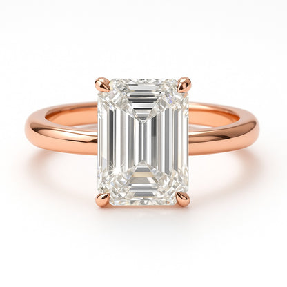 4 Carat Lab-Grown Emerald Cut Diamond Solitaire Engagement Ring - 18k Yellow Gold
