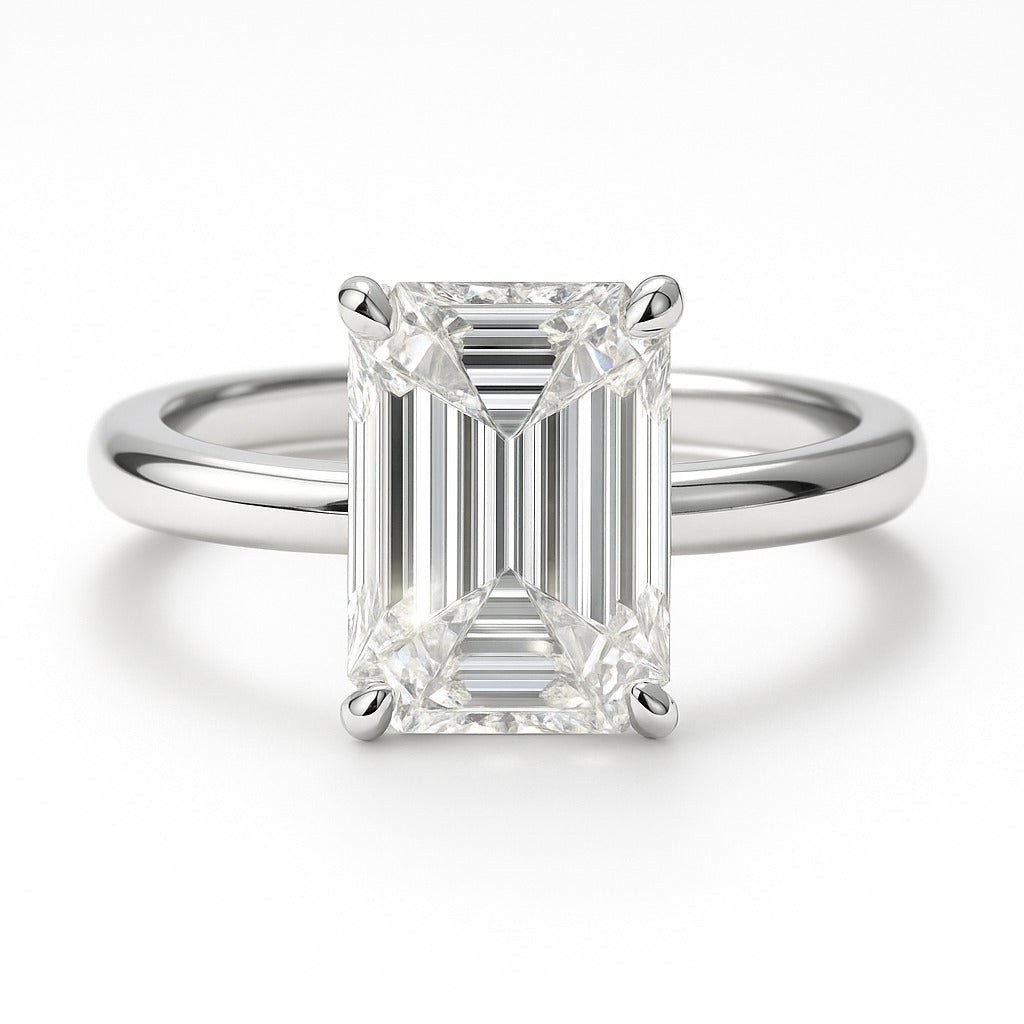 4 Carat Lab-Grown Emerald Cut Diamond Solitaire Engagement Ring - 18k Yellow Gold