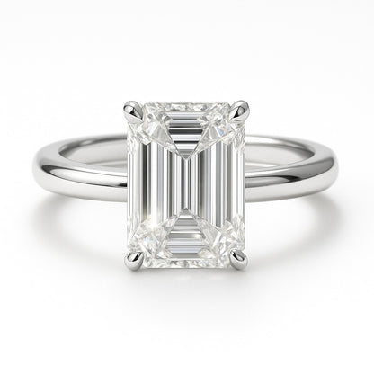 4 Carat Lab-Grown Emerald Cut Diamond Solitaire Engagement Ring - 18k Yellow Gold
