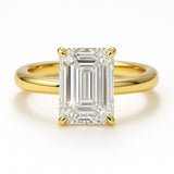 4 Carat Lab-Grown Emerald Cut Diamond Solitaire Engagement Ring - 18k Yellow Gold