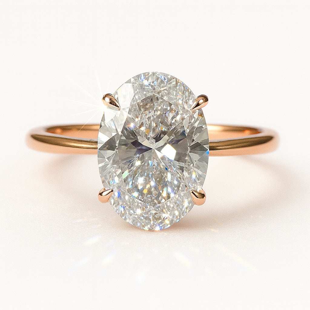 4 Carat Lab-Grown Oval Diamond Solitaire Engagement Ring