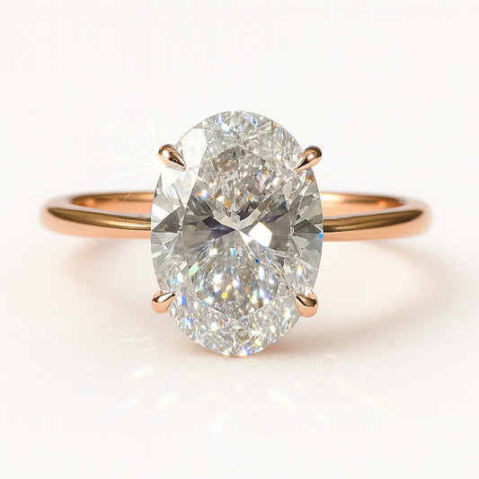 4 Carat Lab-Grown Oval Diamond Solitaire Engagement Ring