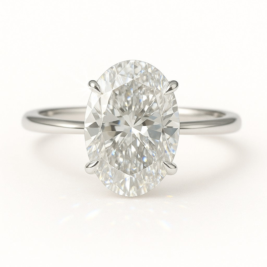4 Carat Lab-Grown Oval Diamond Solitaire Engagement Ring
