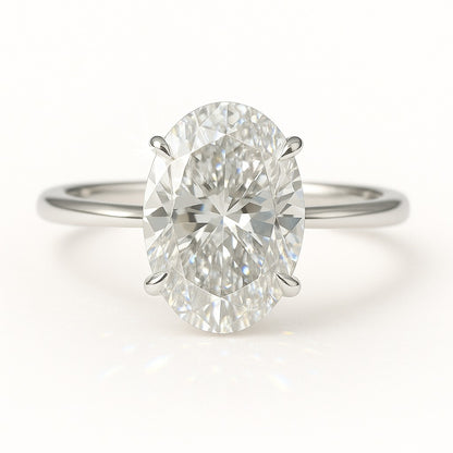 4 Carat Lab-Grown Oval Diamond Solitaire Engagement Ring