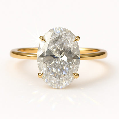 4 Carat Lab-Grown Oval Diamond Solitaire Engagement Ring