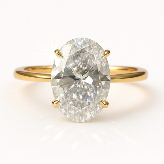 4 Carat Lab-Grown Oval Diamond Solitaire Engagement Ring