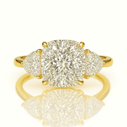 4 Carat Lab-Grown Trilogy Engagement Ring – Cushion Cut Diamond 18k White Gold