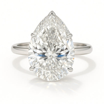 4 Carat Pear Lab-Grown Solitaire Engagement Ring - 18k Yellow Gold