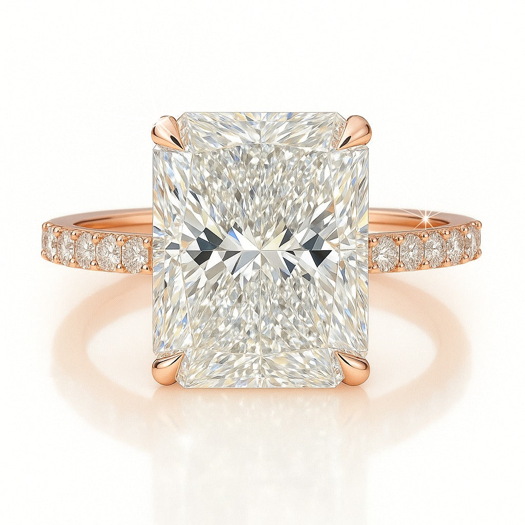 5 Carat Lab-Grown Diamond Band Engagement Ring 18k White Gold – Radiant Cut