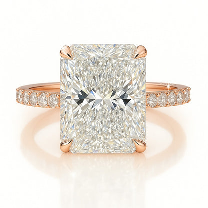 5 Carat Lab-Grown Diamond Band Engagement Ring 18k White Gold – Radiant Cut