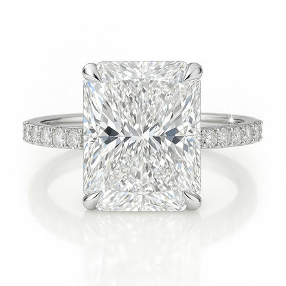 5 Carat Lab-Grown Diamond Band Engagement Ring 18k White Gold – Radiant Cut