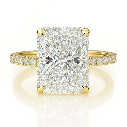 5 Carat Lab-Grown Diamond Band Engagement Ring 18k White Gold – Radiant Cut