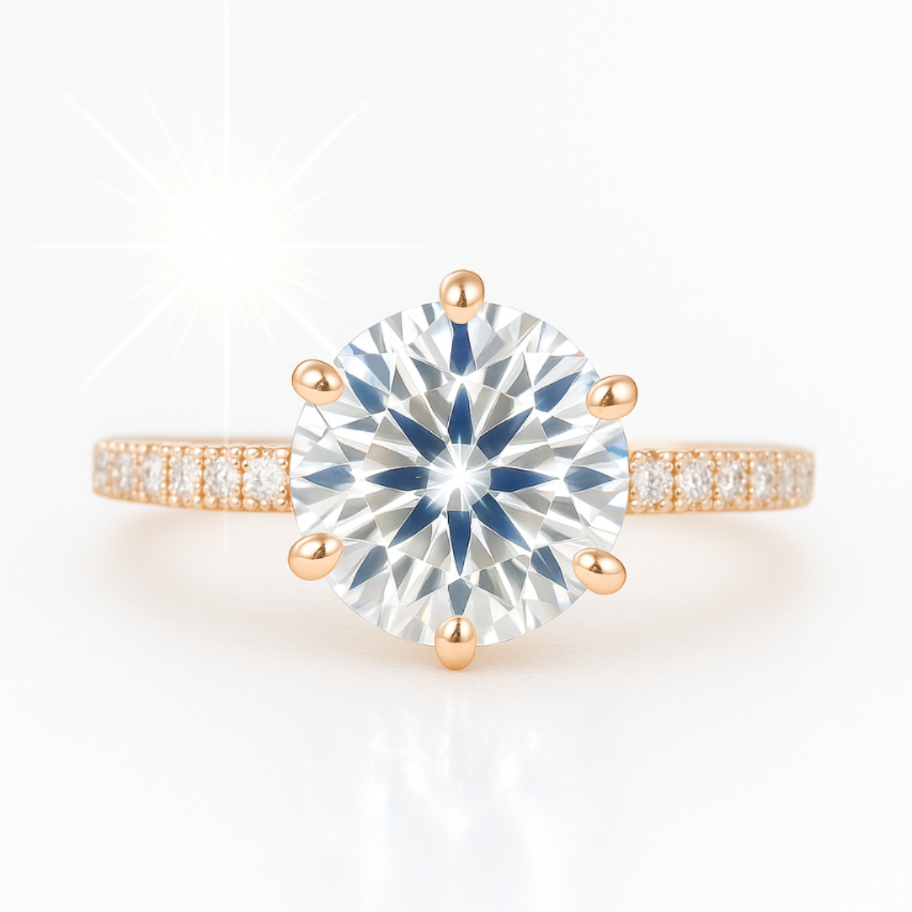 5 Carat Lab-Grown Diamond Band Engagement Ring – Round Brilliant Cut