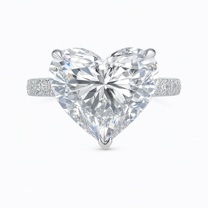 5 Carat Lab-Grown Heart Diamond Band Engagement Ring - 18k White Gold