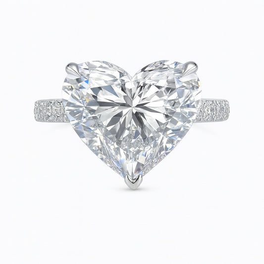 5 Carat Lab-Grown Heart Diamond Band Engagement Ring - 18k White Gold