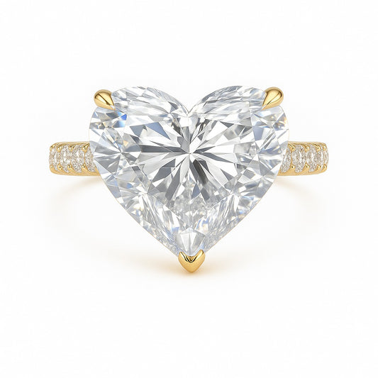 5 Carat Lab-Grown Heart Diamond Band Engagement Ring - 18k White Gold